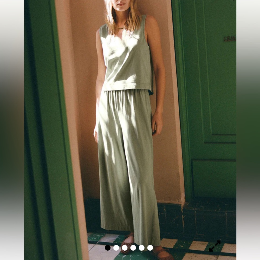 NWOT Z Supply Scout Palm Green Cotton Jersey Flare Pant and Sloane Tank Set
